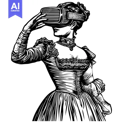 Aset desain premium: A Victorian Woman Experiencing Virtual Reality