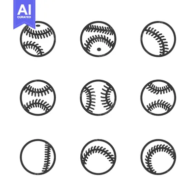 Aset desain premium: Nine Baseball Ball Icons in Different Variations