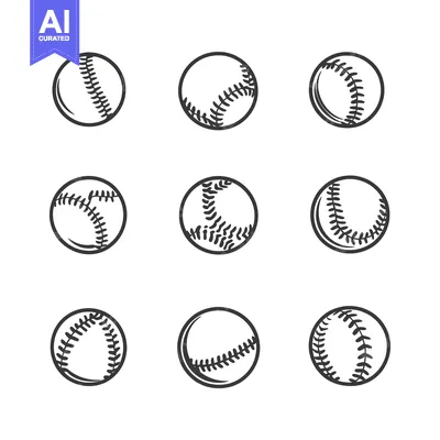 Aset premium populer: Nine Black and White Baseball Ball Icons