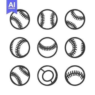 Aset desain premium: Nine Black and White Baseball Icons