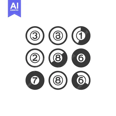 Aset desain premium: Nine Black and White Billiard Ball Icons