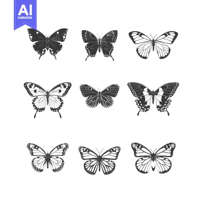 Popular premium asset: Nine Black and White Butterfly Silhouettes