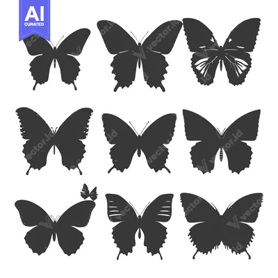 Popular premium asset: Nine Black and White Butterfly Silhouettes