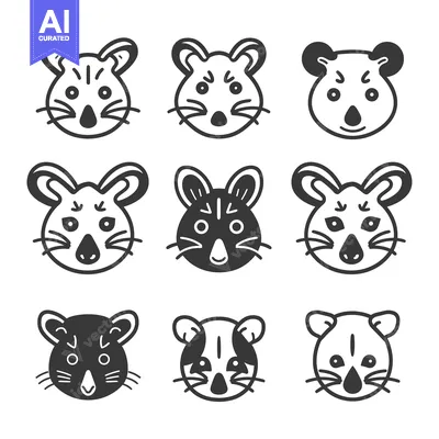 Popular premium asset: Nine black and white cartoon animal faces with various expressions