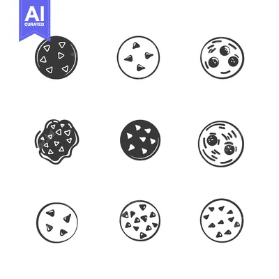 Popular premium asset: Nine Black and White Circular Cookie Icons with Different Shapes