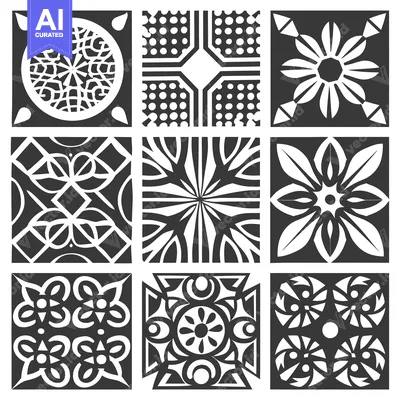 Popular premium asset: Nine Black and White Geometric Tile Patterns with Floral and Abstract