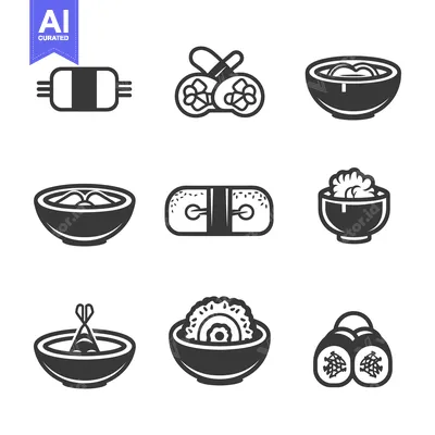 Nine Black and White Icons of Japanese Food