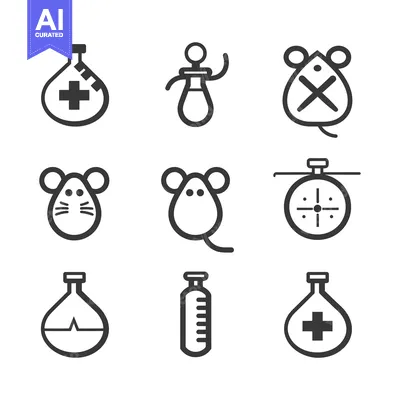 Premium design asset: Nine Black and White Icons Representing Laboratory and Medical Science