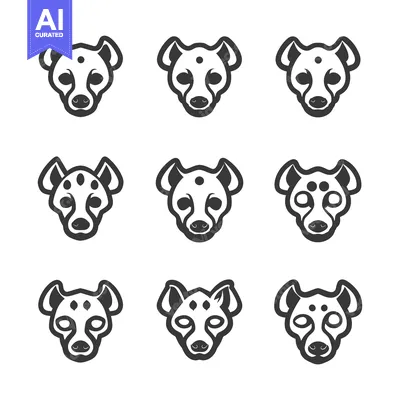 Popular premium asset: Nine Black and White Line Drawings of a Hyena's Face