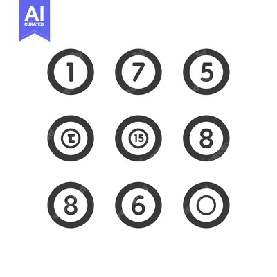 Aset desain premium: Nine Black and White Numbered Circles