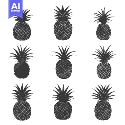 Aset premium populer: Nine Black and White Pineapple Silhouettes