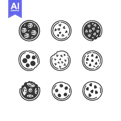Aset premium populer: Nine Black and White Pizza Icon Illustrations