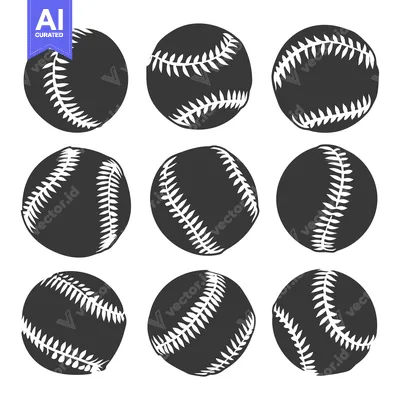 Popular premium asset: Nine Black and White Silhouettes of Baseballs