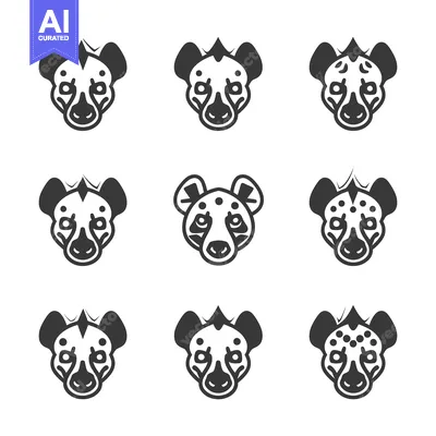 Aset premium populer: Nine Black and White Spotted Hyena Heads