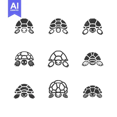 Popular premium asset: Nine Black and White Turtle Icons Facing the Viewer