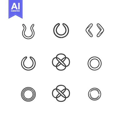 Aset premium populer: Nine Black Line Drawings of Geometric Shapes and Patterns