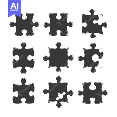 Aset premium populer: Nine Black Puzzle Pieces in Various Configurations