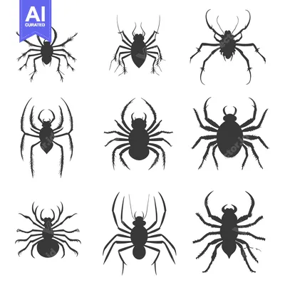 Aset premium populer: Nine Black Spider Silhouettes on a White Background