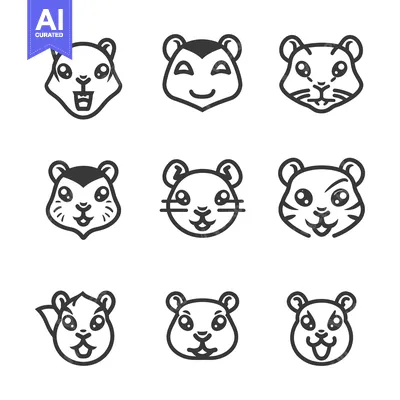 Aset premium populer: Nine Cartoon Squirrel Faces with Different Expressions