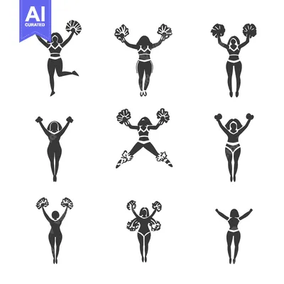 Popular premium asset: Nine Cheerleaders in Various Poses with Pom-Poms