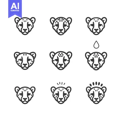Aset premium populer: Nine Cheetah Head Variations with Spot Patterns