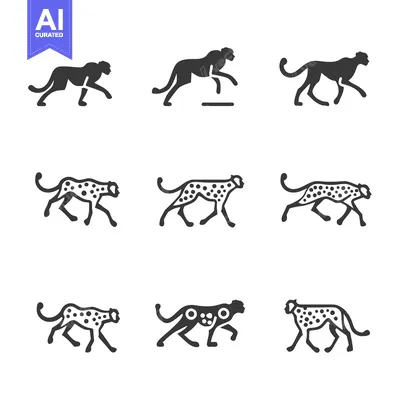 Aset premium populer: Nine Cheetah Silhouettes in Different Poses