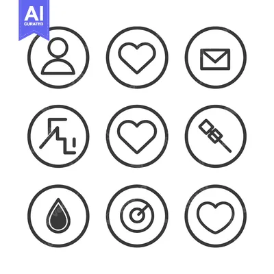 Aset desain premium: Nine Circular Icons with Different Symbols