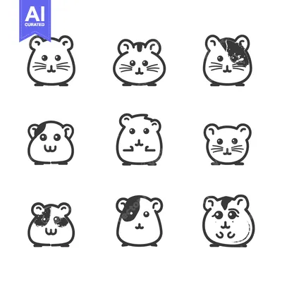 Aset premium populer: Nine Cute Cartoon Hamster Illustrations in Different Styles