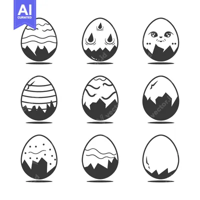 Aset premium populer: Nine Different Designs of Eggs with Abstract Patterns