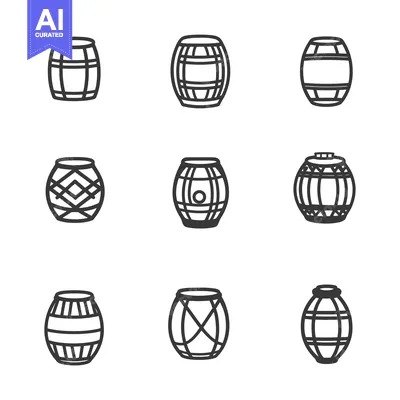 Aset desain premium: Nine Different Designs of Wooden Barrels