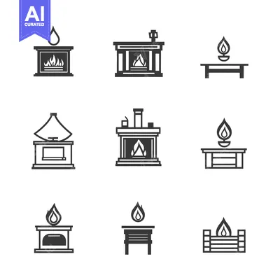 Popular premium asset: Nine Different Fireplace Icons with Flames