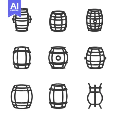 Premium design asset: Nine Different Illustrations of Barrels