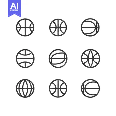 Premium design asset: Nine Different Line Art Basketball Icons