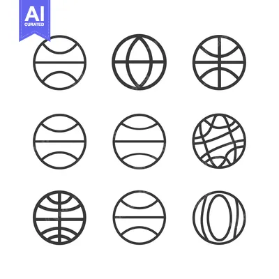 Aset desain premium: Nine Different Line Art Representations of a Sphere