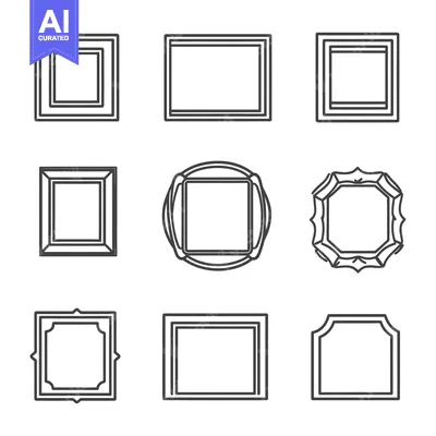 Aset premium populer: Nine Different Line Drawings of Picture Frames