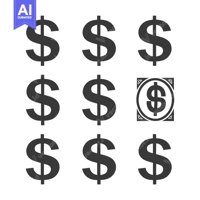Aset desain premium: Nine Dollar Signs with One Enclosed in a Square