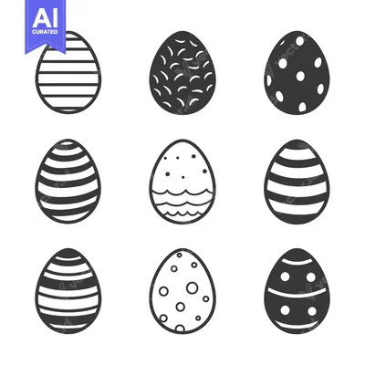 Nine Easter Eggs with Various Patterns