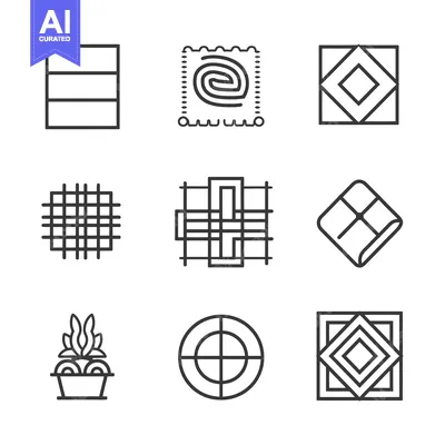 Aset premium populer: Nine Geometric Shapes Composed of Lines