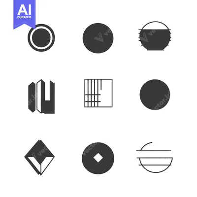 Popular premium asset: Nine Geometric Shapes with Black Fill and White Outlines