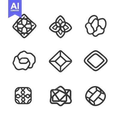 Aset desain premium: Nine Geometric Shapes with Intricate Patterns