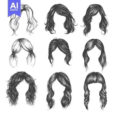 Nine Hand-Drawn Hairstyle Illustrations for Women