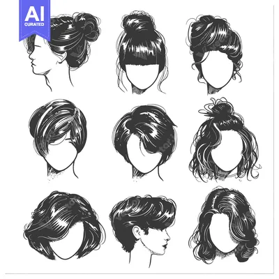 Popular premium asset: Nine Hand-Drawn Illustrations of Different Hairstyles for Women