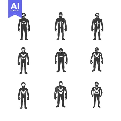 Popular premium asset: Nine Human Figures with Skull Faces and Exposed Skeleton Parts