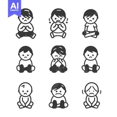 Popular premium asset: Nine Illustrations of Children Expressing Sadness and Discomfort