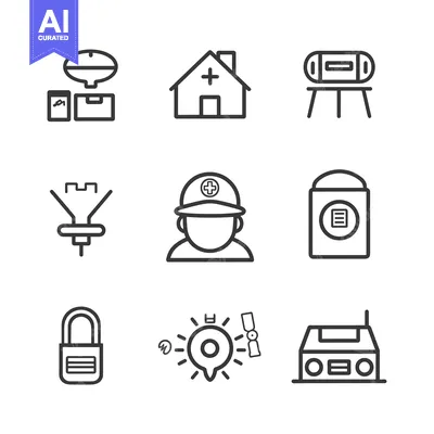 Aset premium populer: Nine Linear Icons Representing Various Concepts