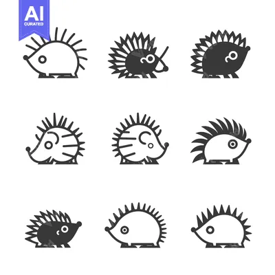 Aset premium populer: Nine Line Art Hedgehog Icons in Various Styles