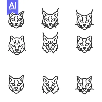 Aset premium populer: Nine Line Drawings of a Bobcat's Head