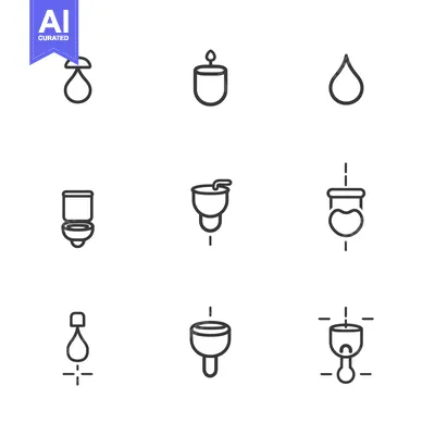 Aset premium populer: Nine Line Drawings of Droplets and Cups