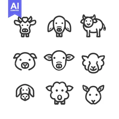 Popular premium asset: Nine Line Drawings of Farm Animals