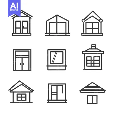 Aset premium populer: Nine Line Drawings of Houses and Windows